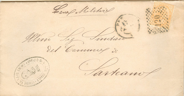 Lettera da Pescia per Sarteano 1875