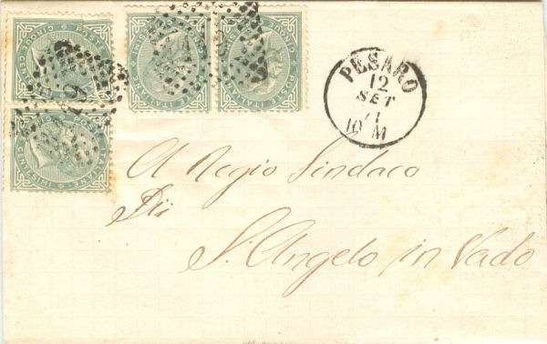 Lettera da Pesaro a S.Angelo in Vado 1871
