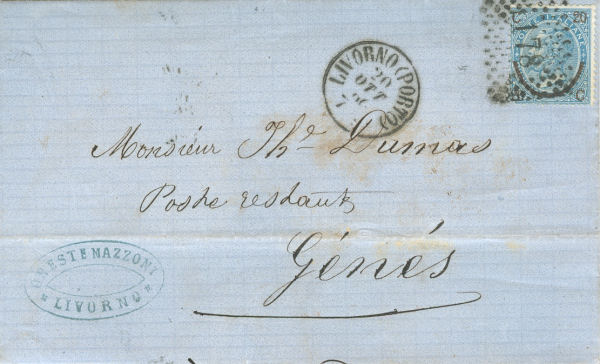 Lettera da Livorno per Genes 1866