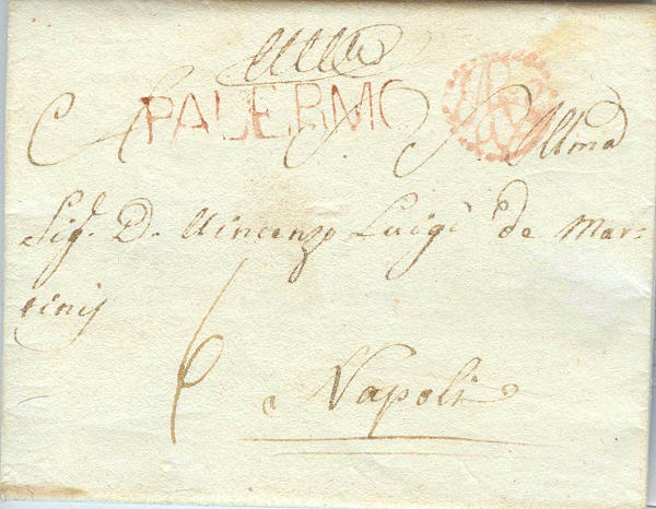 Lettera da Palermo per Napoli 1800