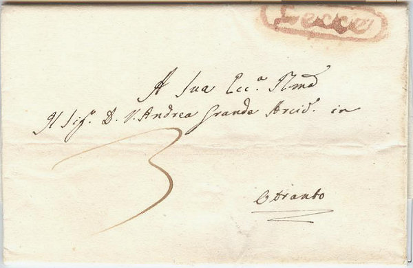 Lettera da Lecce per Otranto 1841