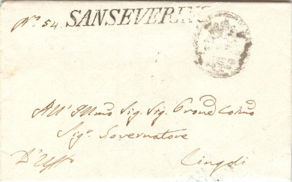Lettera da San Severino per Cingoli 1842