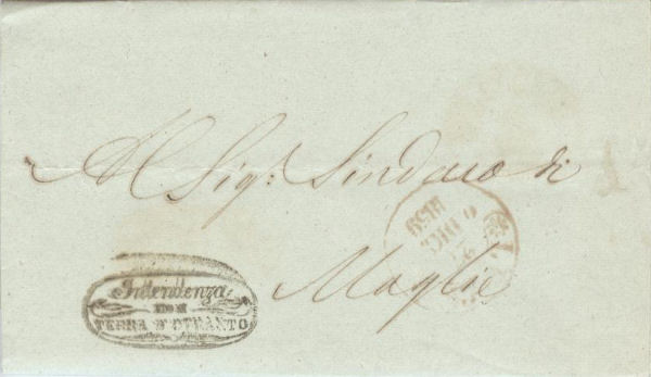 Lettera Sanità da Lecce per Maglie 1859