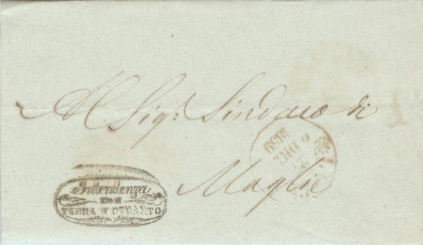 Lettera Sanit da Lecce per Maglie 1859