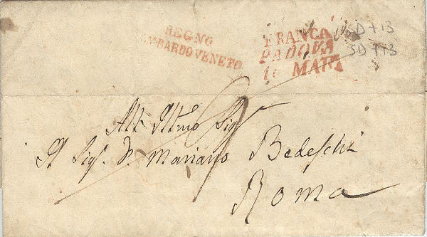 Lettera da Padova per Roma 1843
