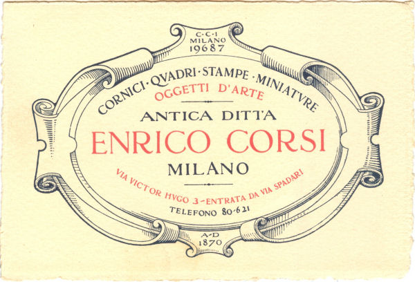 Cornici e Quadri Enrico Corsi Milano 1931