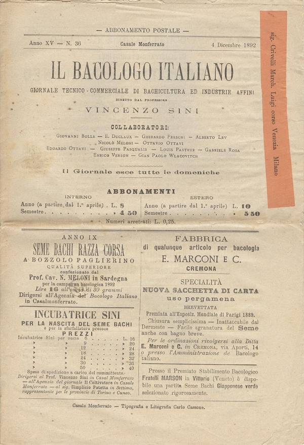 Giornale Il Bacologo Italiano 1892